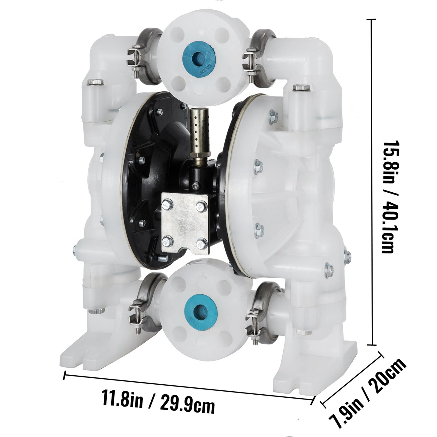 Membraanpomp – Dubbele Dompomp – Luchtbediende Pomp – Chemische Pomp – Industriële Pomp – 1 Inch Inlaat/Uitlaat – PTFE Membraan – Corrosiebestendig Polypropyleen