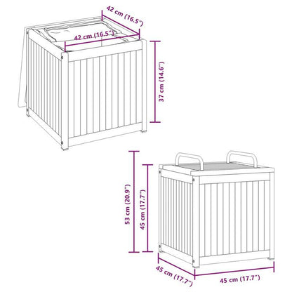 Buitenopslagdoos – Tuinbox – Opbergkist – Gereedschapskist – Kussenbox – Robuust Stalen Materiaal – Verstelbare Hoogte 45x45x45/53 cm