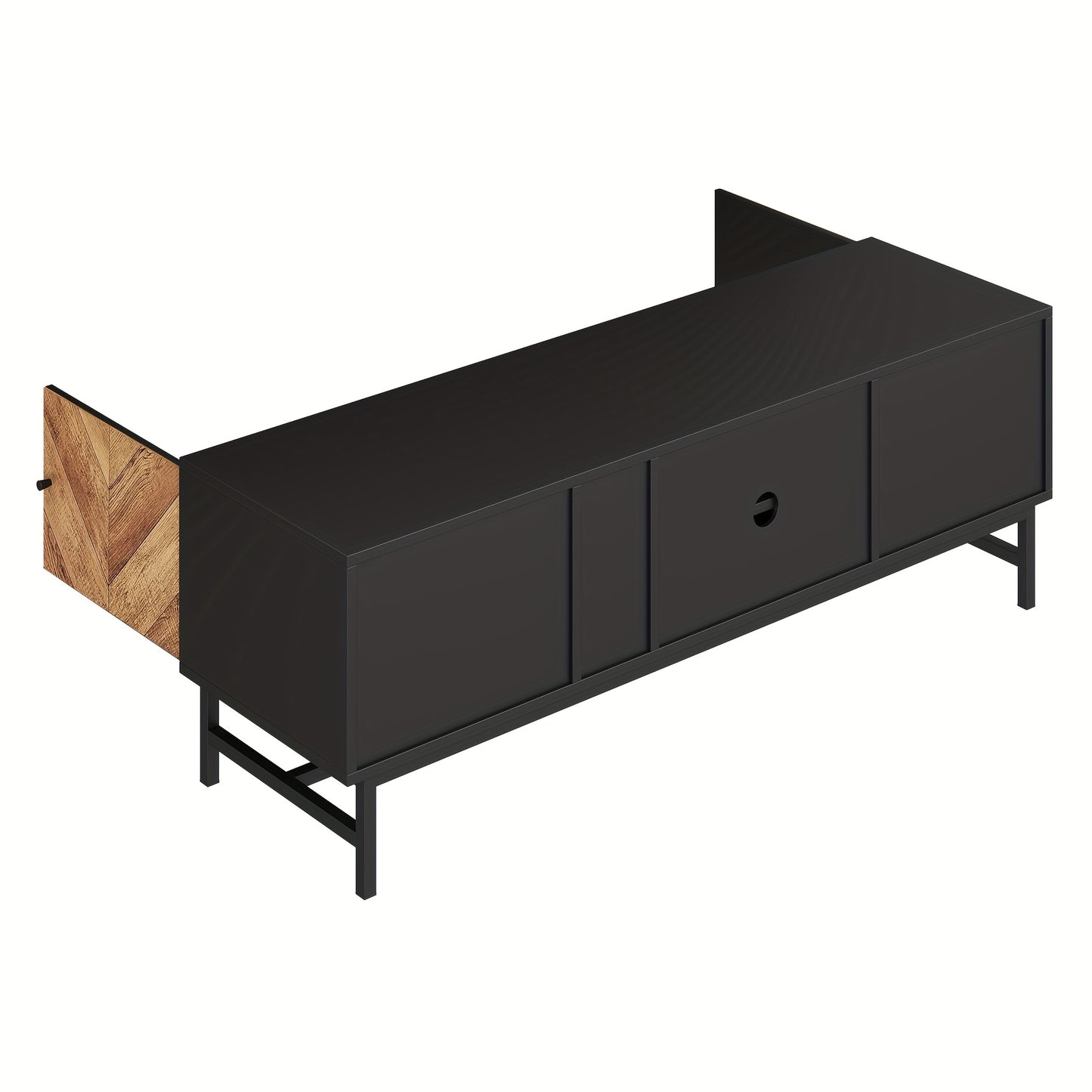 TV Meubel – TV Kast – TV Stand – Mediameubel – Meubel – 150 cm – Houtvezelplaat Zwart – Multifunctionele Opbergruimte