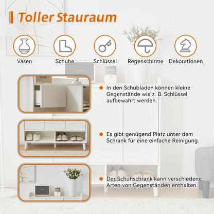 Opbergkast – Ladenkast – Opbergmeubel – Schoenenkast – Kast Wit – Verstelbare Planken – Duurzaam Bamboe – Compact Design 99x90x35 cm