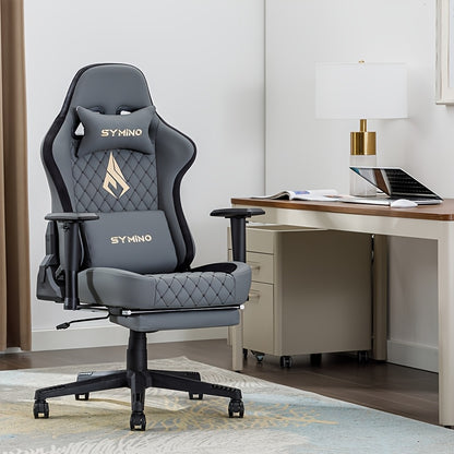 Gamingstoel – Bureaustoel – Computerstoel – Werkstoel – Gamestoel – Ergonomisch Met Memory Foam Zitting – Verstelbare Armleuningen Grijs