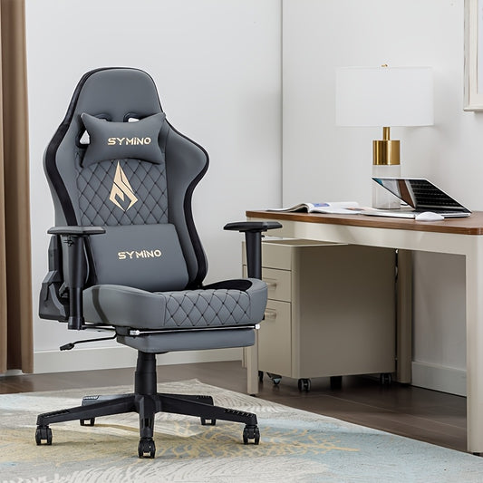 Gamingstoel – Bureaustoel – Computerstoel – Werkstoel – Gamestoel – Ergonomisch Met Memory Foam Zitting – Verstelbare Armleuningen Grijs