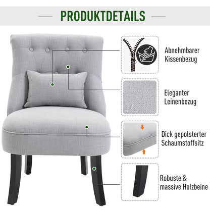 Fauteuil – Relaxstoel – Leunstoel – Zitstoel – Tv-stoel – Met Rugkussen – Linnen Bekleding – Compact 52,5x69x77 cm