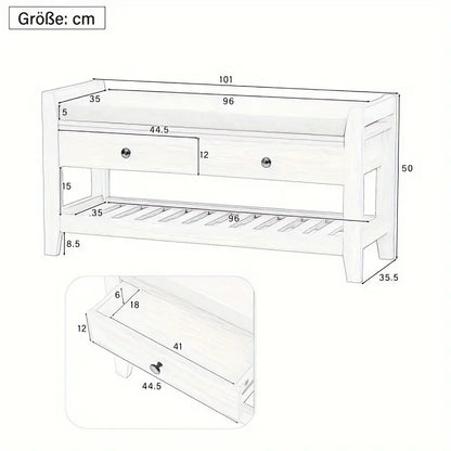 Schoenenbank – Schoenenrek – Zitbank – Opbergbank – Schoenenkast – Modern Wit Design – Gestoffeerd Zitvlak – MDF Hout Stabiel