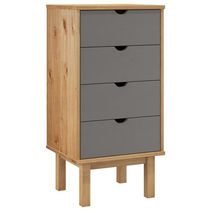 4-Drawer Lockable Storage Cabinet with Lockable Doors-Like Shelves (No Doors) - Heavy-Duty Pine Wood & Engineered Wood Modern Brown-Gray Tall Organizer, 45x39x90cm Freestanding Cabinet for Office, Bedroom, Living Room - Assem