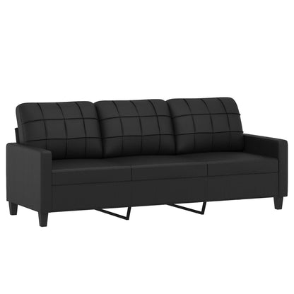 3-zitsbank – bankstel – zithoek – hoekbank – driezitsbank – zwart kunstleer – stevig metalen frame – comfortabele voetenbank