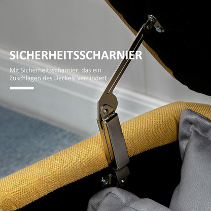Gele Stoffen Bank – Zitbank – Ottoman – Bankje – Halbank – Linnen Look – Draagkracht 150 Kg – Afmetingen 101x38,5x44,5 cm
