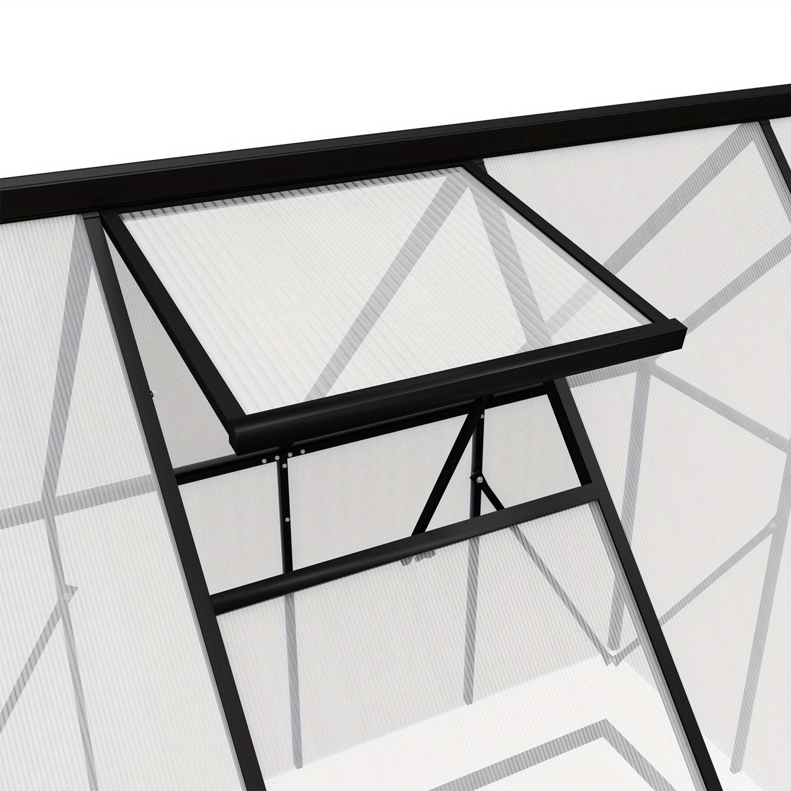 Kas – Serre – Plantenhuis – Tuinkas – Broeikas – Aluminium Frame – Verzinkte Stalen Fundering – Schuifdeur & Dakraam – 340x180x195 cm – 4 mm Polycarbonaat – Weerbestendig & Duurzaam - QUORE