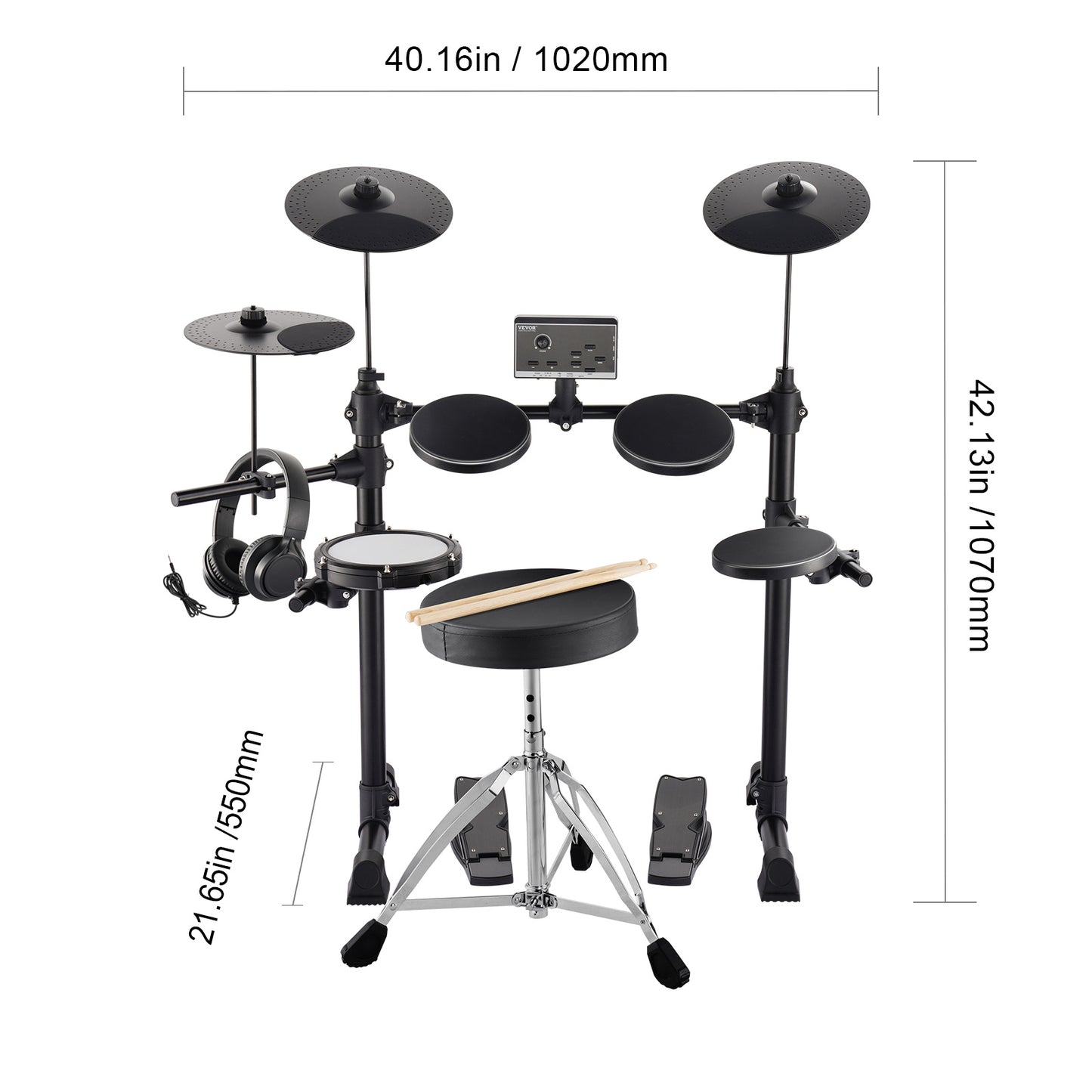 Elektronische Drumstel – Elektrische Drums – E-Drumkit – Digitale Drumset – Draagbare Drumset – 150 Geluiden – Stil Mesh Snare & Siliconen Toms
