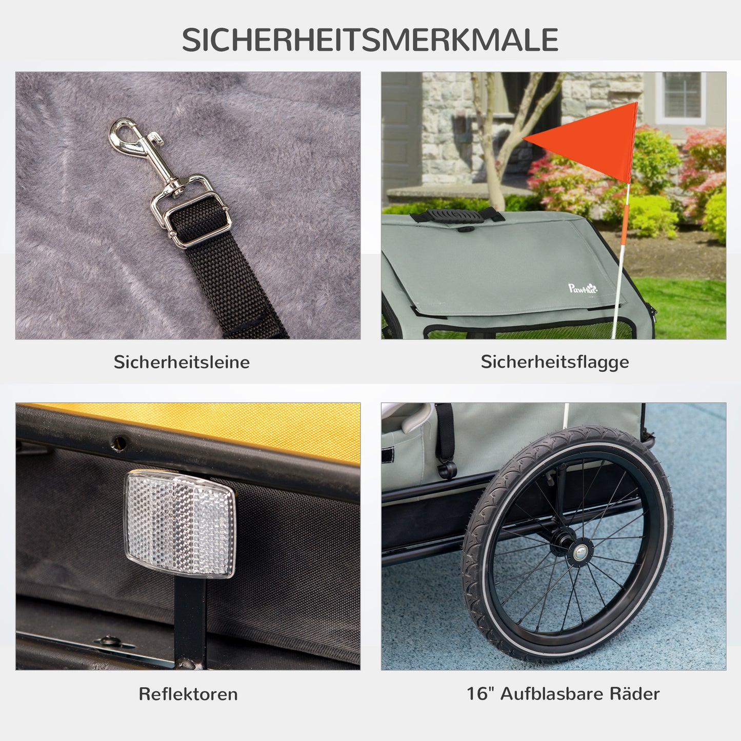 Hondenaanhanger – Fietsaanhanger – Hondenkar – Draagwagen – Transportkar – Grijs – 3-in-1 Ontwerp – Waterbestendig Oxford Polyester