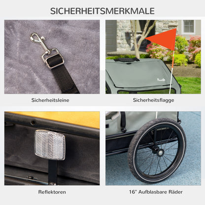 Hondenaanhanger – Fietsaanhanger – Hondenkar – Draagwagen – Transportkar – Grijs – 3-in-1 Ontwerp – Waterbestendig Oxford Polyester