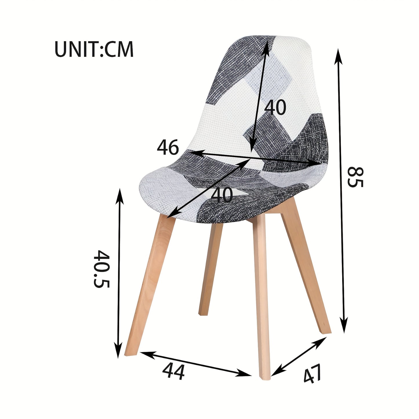 Eetkamerstoel – Stoel – Kuipstoel – Eetkamerstoelen – Keukenstoel – Scandinavisch Design – Ergonomisch – Beukenhouten Poten – Linnen Bekleding – Sponsvulling – Zwart-Wit Geruit