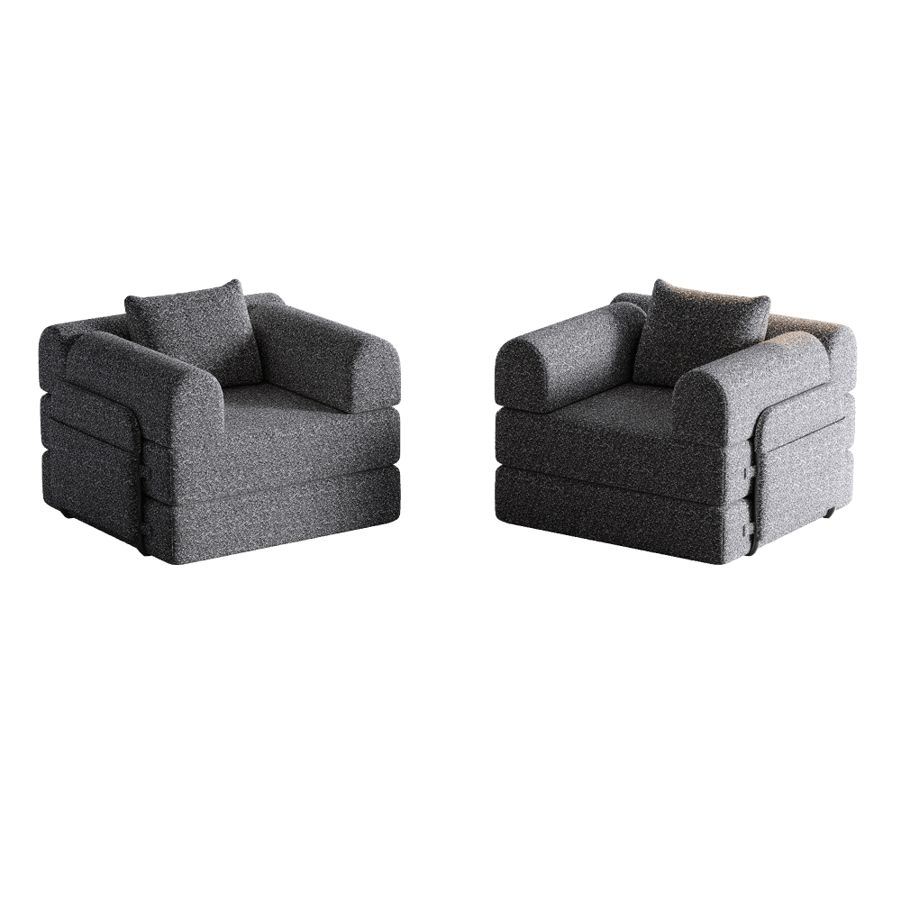 Loveseat – 2-zitsbank – Fauteuil – Slaapbank – Bankje – Chenille Stof – Opbergruimte Armleuning – 3 Stalen Frames – Verstelbare Slaapfunctie – Grijs