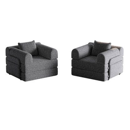 Loveseat – 2-zitsbank – Fauteuil – Slaapbank – Bankje – Chenille Stof – Opbergruimte Armleuning – 3 Stalen Frames – Verstelbare Slaapfunctie – Grijs