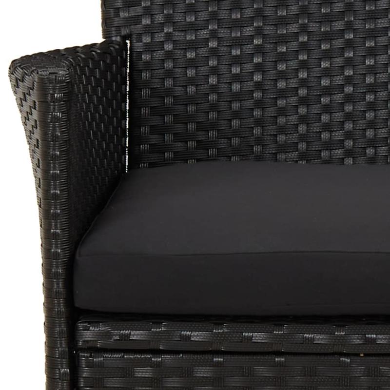 9-delige Tuinset – Tuinmeubelset – Balkonset – Terrasset – Buitenmeubels – Zwart Poly Rattan – Inclusief Kussens – Duurzaam Metalen Frame