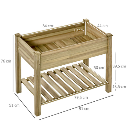 Verhoogde Plantenbak – Houten Tuinbak – Plantentafel – Bloemenbak – Groentebak – Stevige Constructie – Drainage Gaten – 91x51x76 cm – Groene Kleur