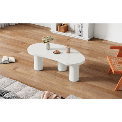 Crescent Salontafel – Halvemaan Tafel – Onregelmatige Sofa Tafel – Woonkamertafel – MDF Tafel – Extra Lang 107cm – PVC Poten Met Viltpads