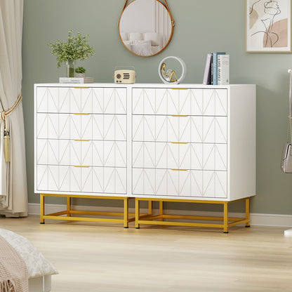 Ladekast – Opbergkast – Nachtkastje – Commodes – Kastje – Compact Formaat – 4 Lades – MDF Houtcomposiet – Wit