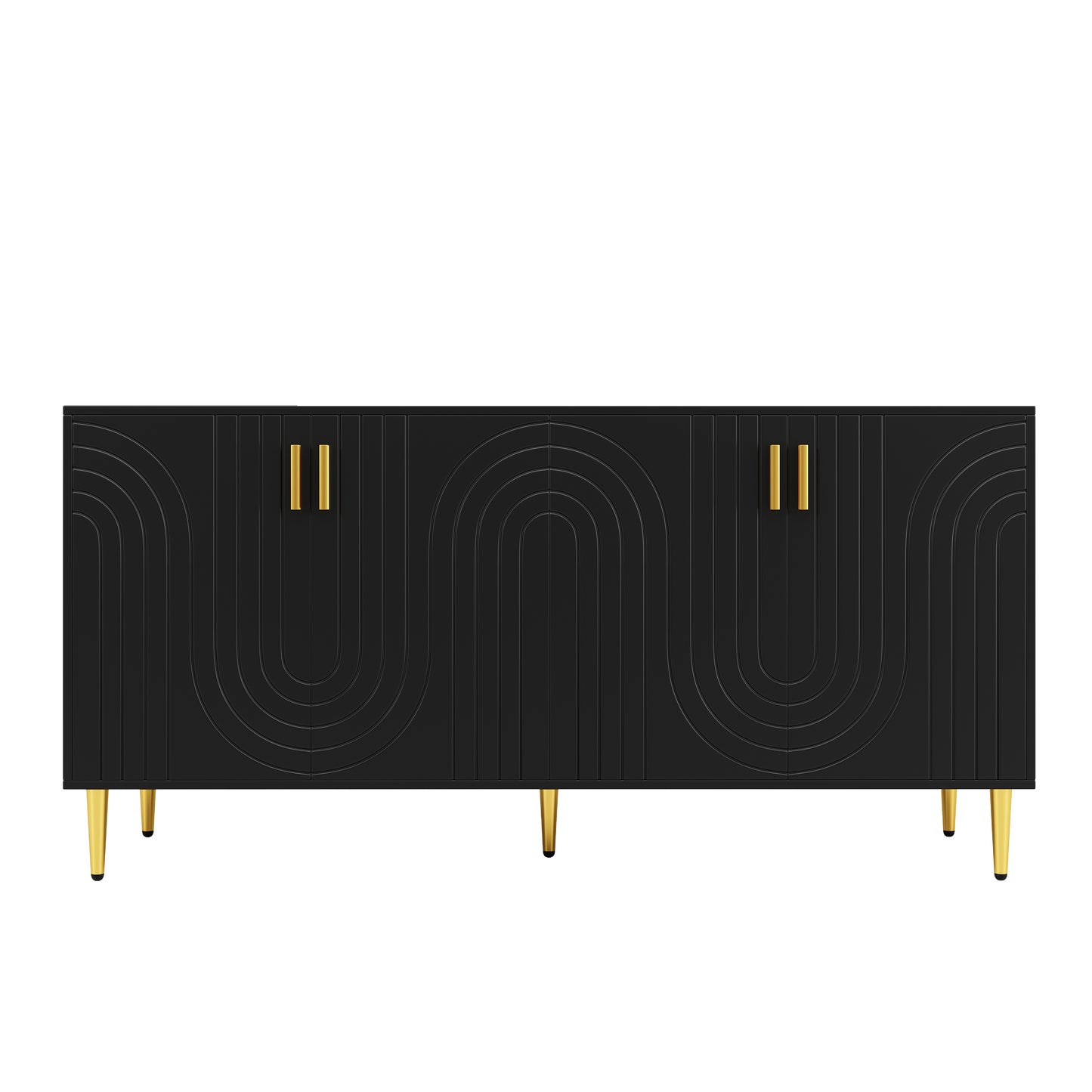 Dressoir – Sideboard – Buffetkast – Tv-Meubel – Opbergkast – Zwart Met Gouden Details – 152x40x75 CM – Tip-Over Beveiliging