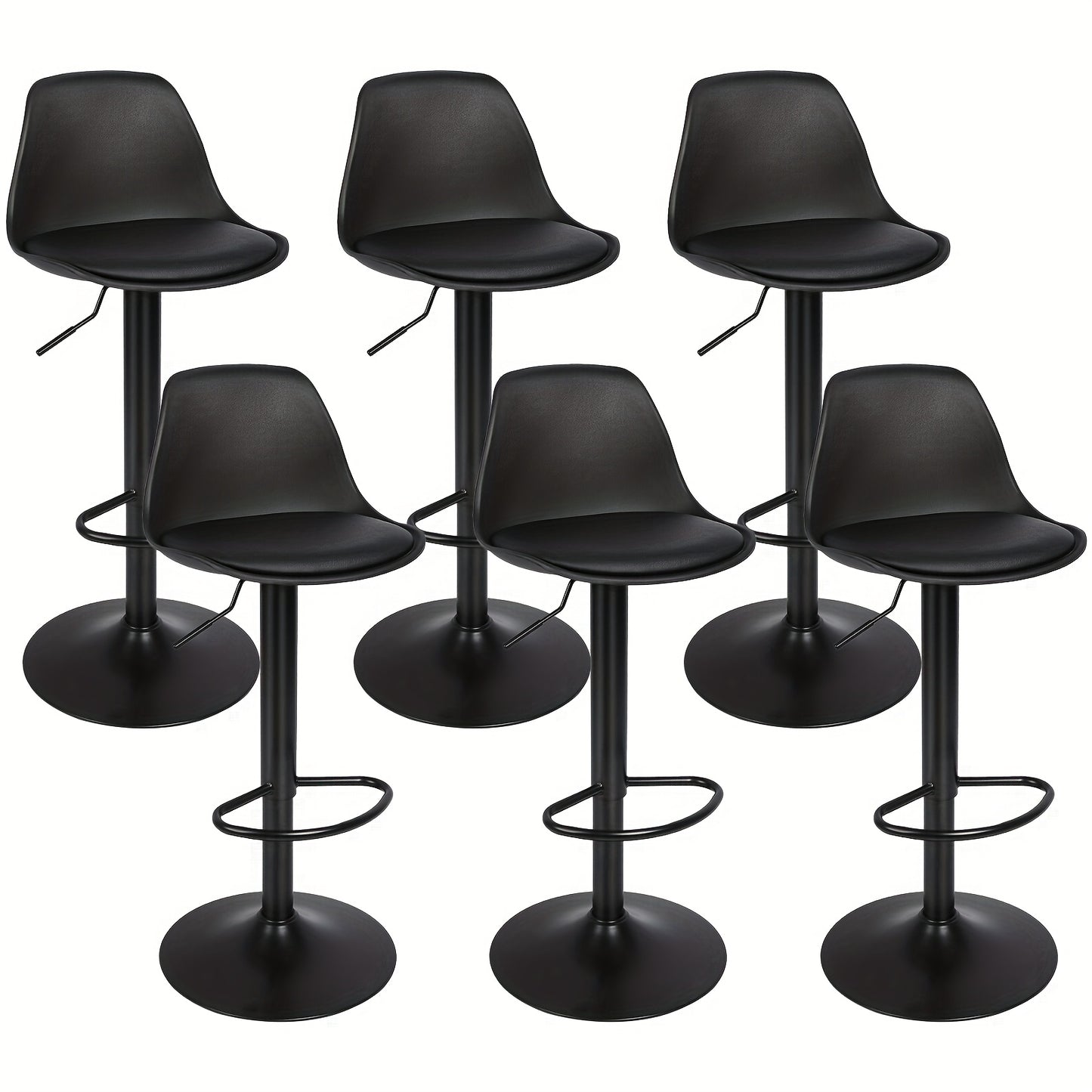 Barstoelen – Barkrukken – Bistro Stoelen – Keukenstoelen – Barmeubilair – Set Van 6 – PU Lederen Bekleding – Verstelbare Hoogte & Draaibaar