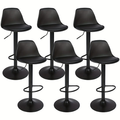 Barstoelen – Barkrukken – Bistro Stoelen – Keukenstoelen – Barmeubilair – Set Van 6 – PU Lederen Bekleding – Verstelbare Hoogte & Draaibaar