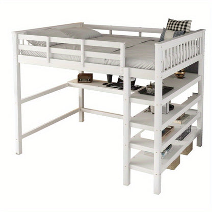 Hoogslaper – Stapelbed – Bedbank – Loftbed – Bed Compleet – Met Ingebouwd Bureau – Geschikt Voor Matras 140x200 cm – Stevig Metalen Frame – Ruimtebesparend Design