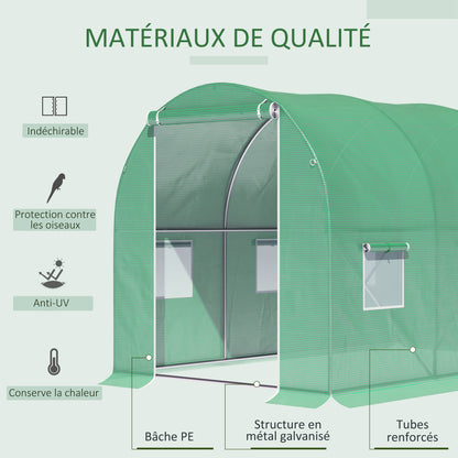 Tunnelkas – Tuinkas – Serre – Kweekkas – Groentekas – Wit – Versterkt Metaal Frame – 6 m² Oppervlak