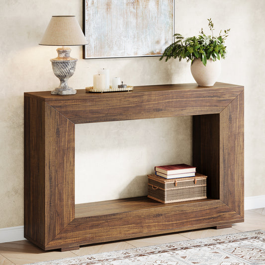 Sidetable – Console Tafel – Haltafel – Bijzettafel – Sofa Tafel – Vintage Bruin – 120x30x83,5 cm – Houtlook Met Opbergruimte