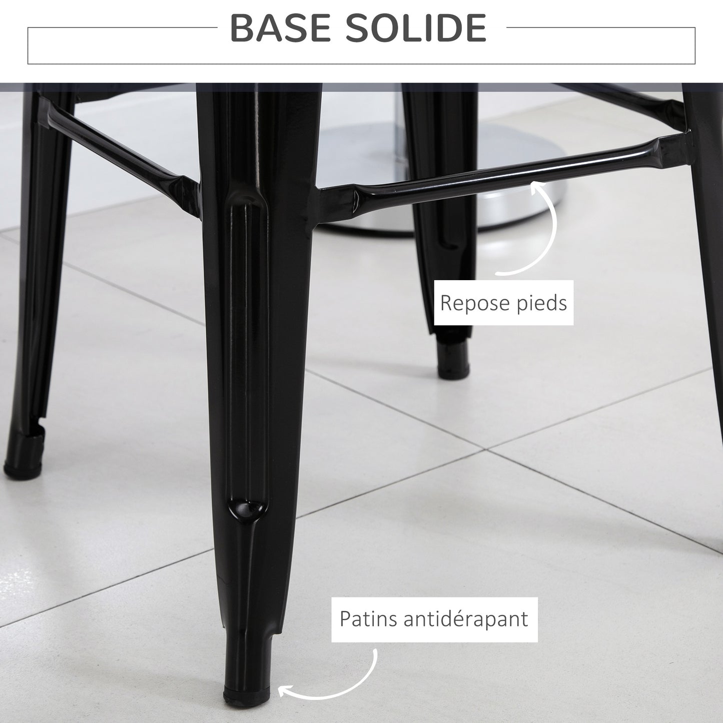 Barstoel – Barkruk – Barstoel Kruk – Keukenkruk – Industrial Barkruk – Set Van 4 – Stapelbaar – Metaal – Zithoogte 76 cm – Zwart