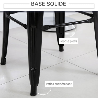 Barstoel – Barkruk – Barstoel Kruk – Keukenkruk – Industrial Barkruk – Set Van 4 – Stapelbaar – Metaal – Zithoogte 76 cm – Zwart
