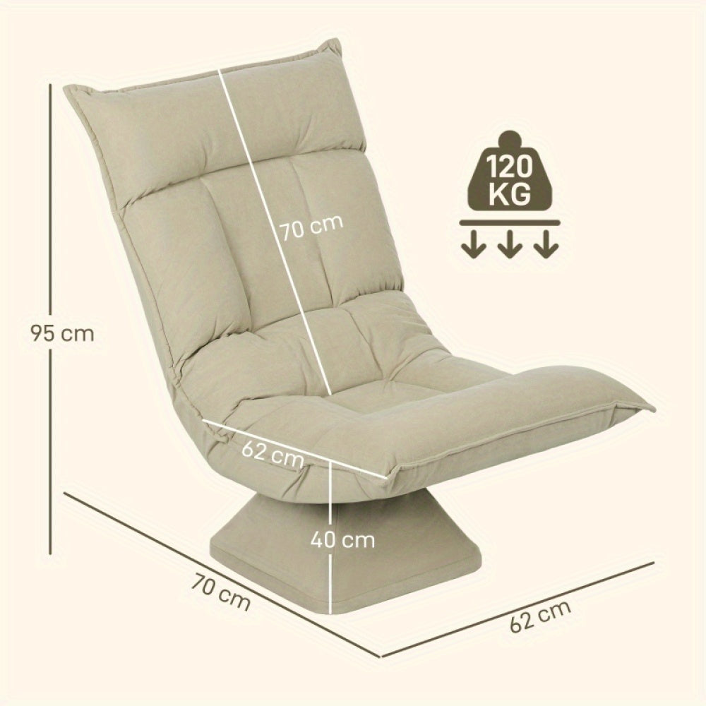 Draaistoel – Vloerstoel – Bureaustoel – Lounge Stoel – Relaxstoel – 360° Draaibaar – 5-Stand Verstelbare Rugleuning – Lichtbruin Polyester