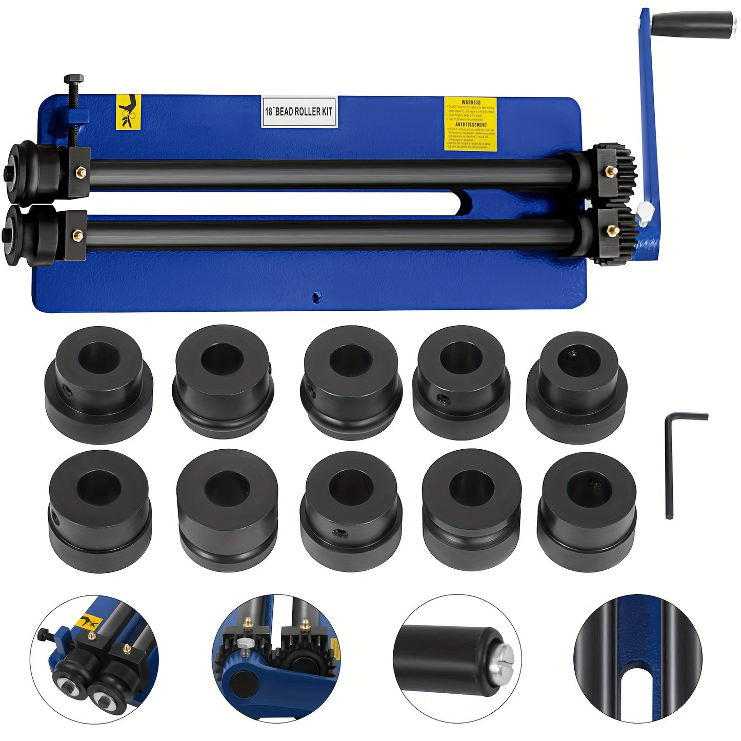 45.72 cm Metal Plate Bead Roller Bead Roller Forming Machine Presser Rotating Presser Includes Convenient 6 Mold Sets Flexible