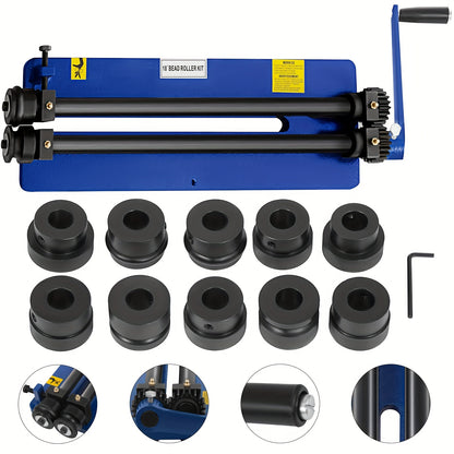 45.72 cm Metal Plate Bead Roller Bead Roller Forming Machine Presser Rotating Presser Includes Convenient 6 Mold Sets Flexible