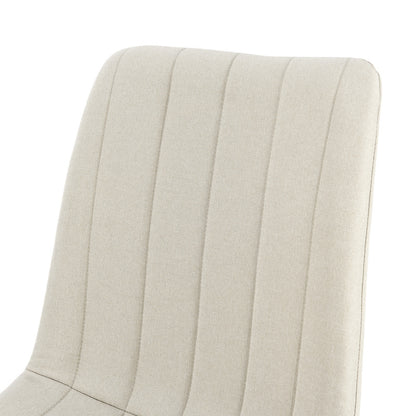 Eetkamerstoel – Stoel – Zitstoel – Keukenstoel – Dining Chair – Set Van 4 – Lichtbeige Polyester Bekleding – Stalen Frame Poedercoating