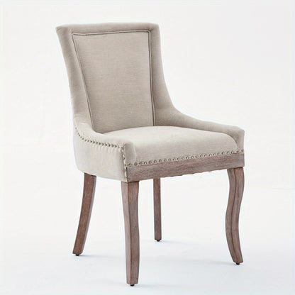 Eetkamerstoel – Stoel – Dining Chair – Side Chair – Beige Stoel – Dik Gevoerd – Houten Poten
