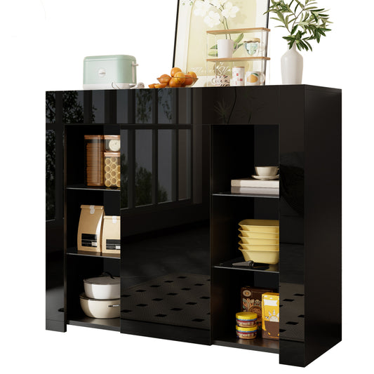 Dressoir – Buffetkast – Ladekast – Sideboard – Opbergkast – Modern Zwart Hoogglans – Compact 95x35x83 cm