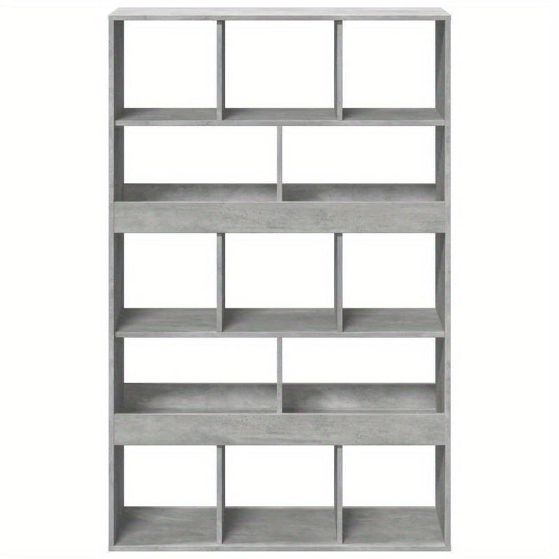 Spacious Gray Wooden Room Divider - 99.06cm x 33.02cm x 154.94cm - Perfect for Office, Bedroom, Living Room, Study - Durable Concrete-Treated Wood, Multi-Compartment Design, Room Space Divider|Minimalist Shelf Design|Sleek Co