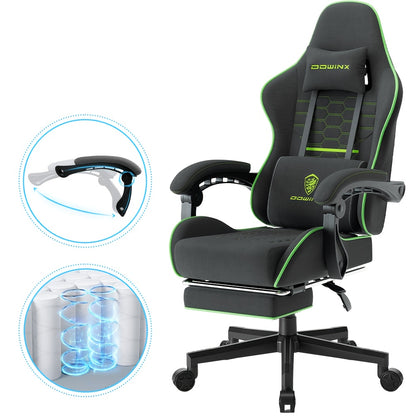 Gamingstoel – Bureaustoel – Gamenstoel – Ergonomische Stoel – Computerstoel – Hoge Rugleuning – Pocketvering Zitvlak – Ademend Katoen – Groen