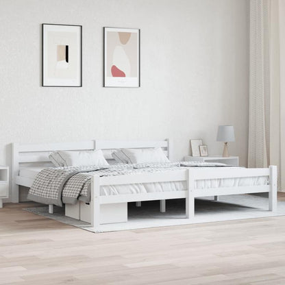 Bed Frame Without Materasso Bianco 200x200cm Wood Massello Pino Removable and durable