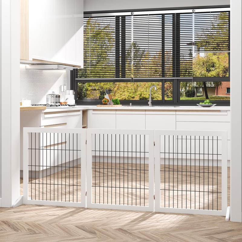 Dog barrier, safety gate, dog gate with support feet, stair gate, dog barrier, door gate for fireplace &amp; stove, pinewood white 185 x 36 x 71cm, Pet Safety Gate, Classic Design, Handcrafted Gate, Highquality Materials, Adj
