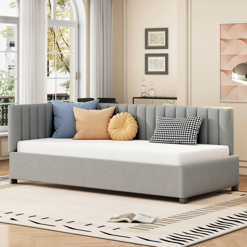 Bedbank – Slaapbank – Logeerbed – Sofa Bed – Bedmeubel – Velourse stof – Lattenbodem – 90x200 cm – Multifunctioneel design