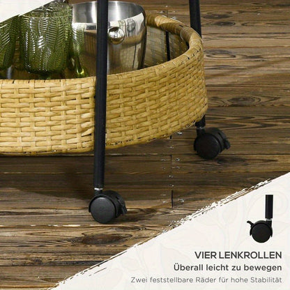 Bolderwagen – Bolderkar – Serveerwagen – Transportkar – Outdoor Kar – 2-Laags – Met Remmen & All-Terrain Wielen