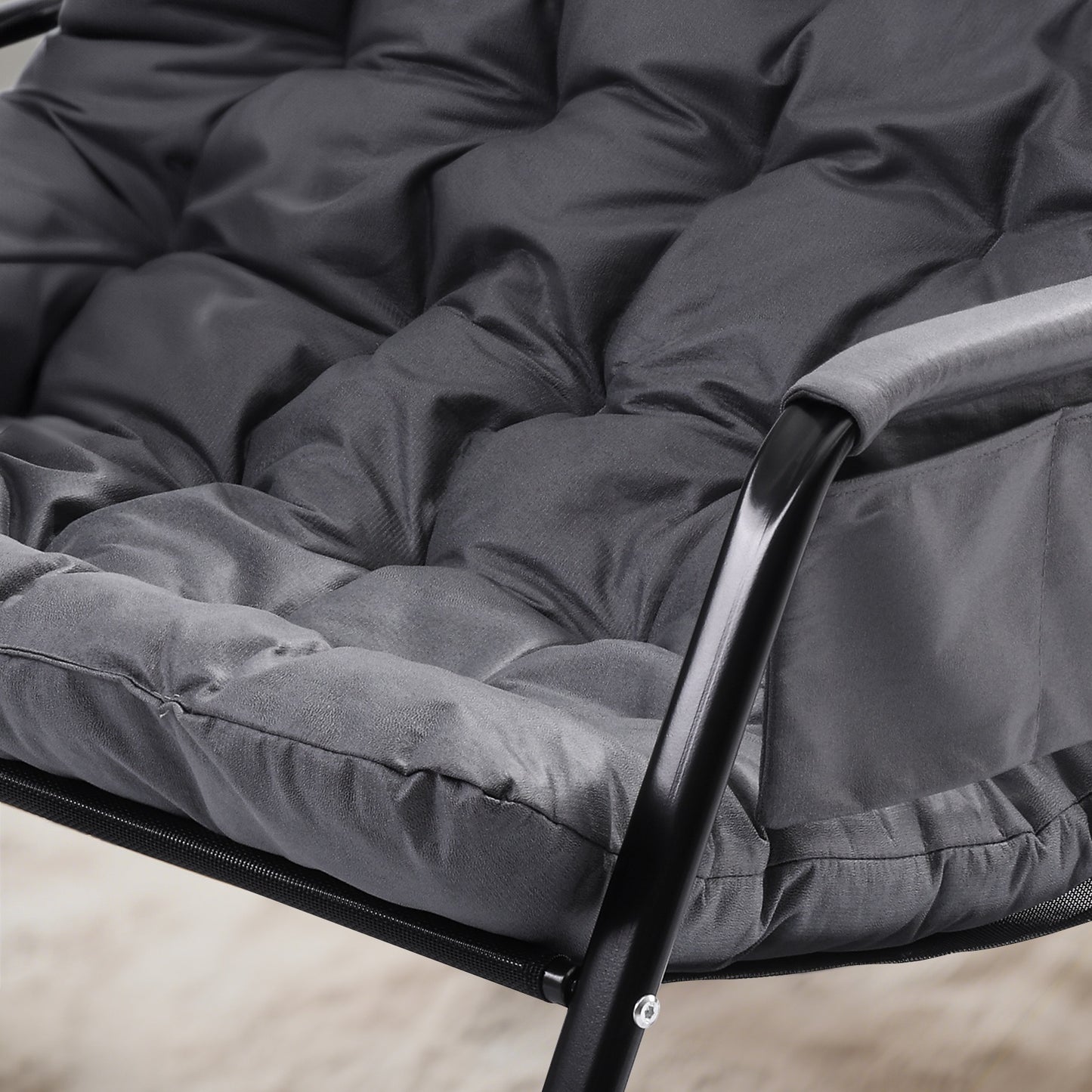 Schommelstoel – Schommelfauteuil – Relaxstoel – Loungestoel – Fauteuil – Met 9,9 cm Memory Foam Zitting – Industrieel Metaal Frame Draagvermogen 159 kg