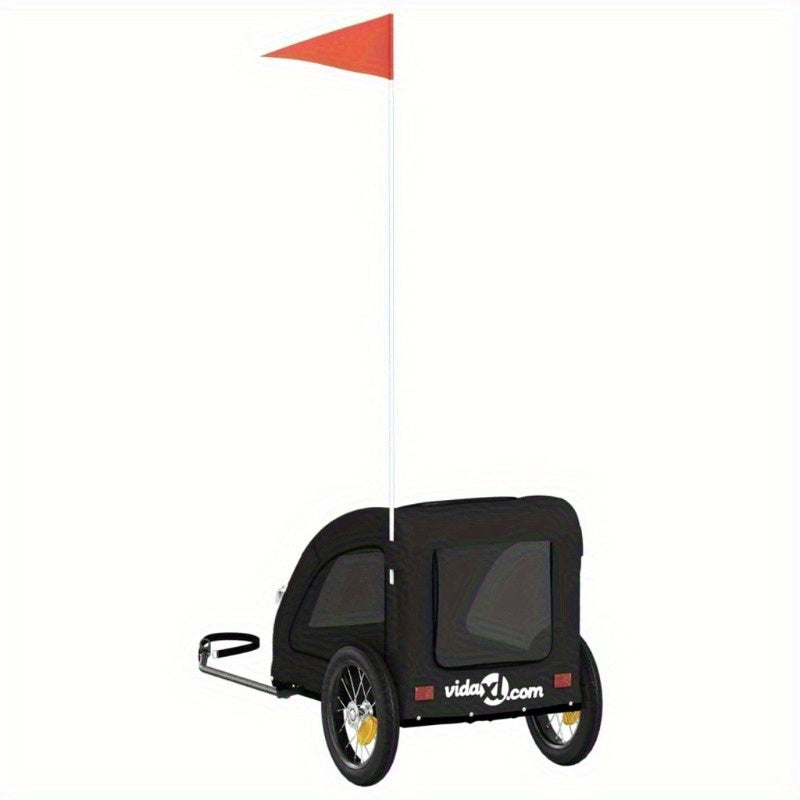 Hondenfietsaanhanger – Hondenaanhanger – Fietsbuggy – Hondenbuggy – Fietsaanhanger Hond – Ruim Interieur – Stevig IJzeren Frame – Openklapbare Voorruit & Zijdeuren – Veiligheidstuig – Zwart Oxford Stof
