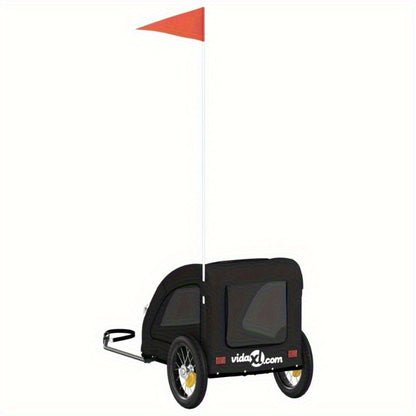 Hondenfietsaanhanger – Hondenaanhanger – Fietsbuggy – Hondenbuggy – Fietsaanhanger Hond – Ruim Interieur – Stevig IJzeren Frame – Openklapbare Voorruit & Zijdeuren – Veiligheidstuig – Zwart Oxford Stof