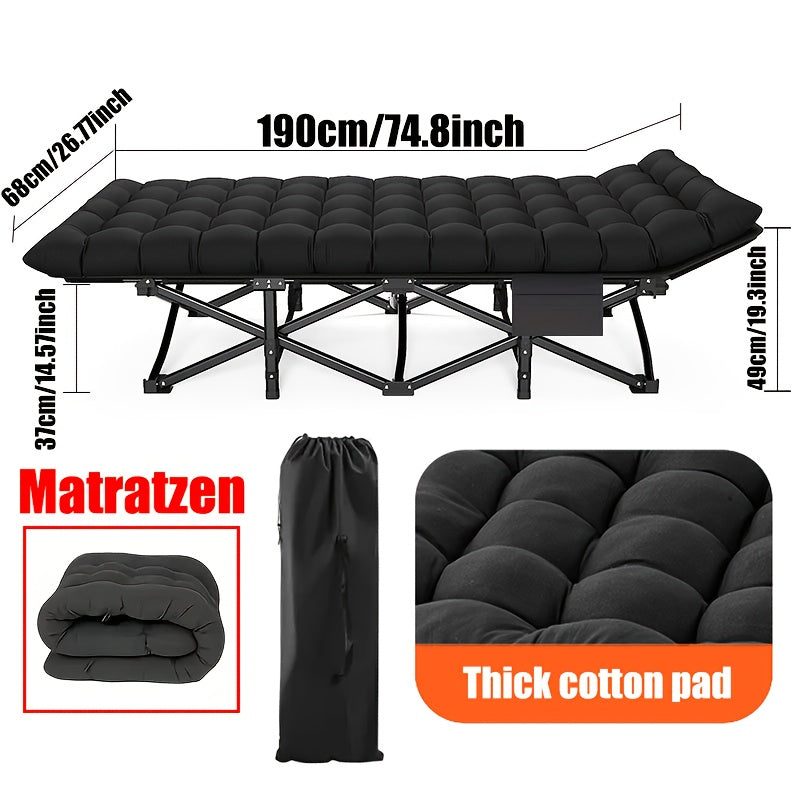 Campingbed – Campingbedje – Reisbedje – Babybed – Kinderbed – Zwart – Roestvrij Staal – Draagkracht 200 kg