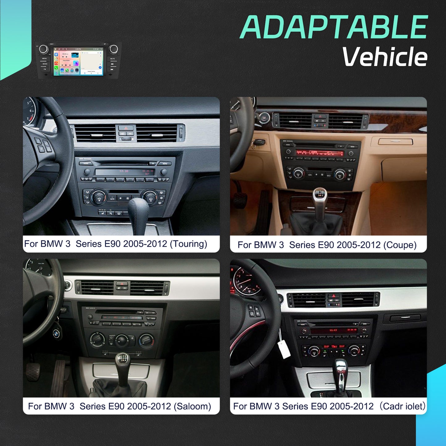 PODOFO [8Core 6G+128G] Android 15 7-inch for BMW 3 Series E90 2005-2012 Onwards, Wireless Carplay/ Android Auto, Android EQ AI DSP/ GPS/ WiFi/ B/ T5.0/ FM/ Mirror Link+Mic, Merry Christmas Gifts, Black Friday Gifts, Smart Car