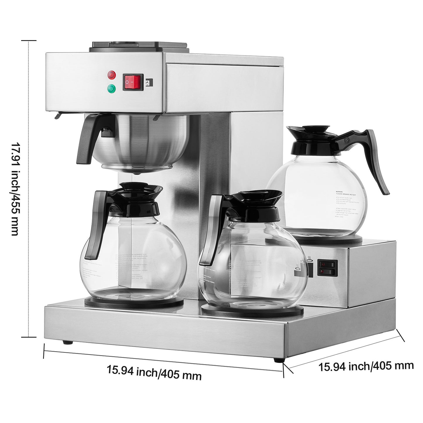 Filterkoffiezetapparaat – Koffiemachine – Drip Koffiezetter – Koffiezetter – Filtermachine – 12 Kopjes Capaciteit – 3 Glazen Kannen Met Warmhoudplaat
