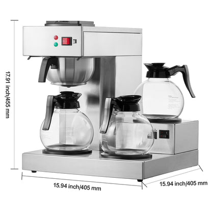 Filterkoffiezetapparaat – Koffiemachine – Drip Koffiezetter – Koffiezetter – Filtermachine – 12 Kopjes Capaciteit – 3 Glazen Kannen Met Warmhoudplaat