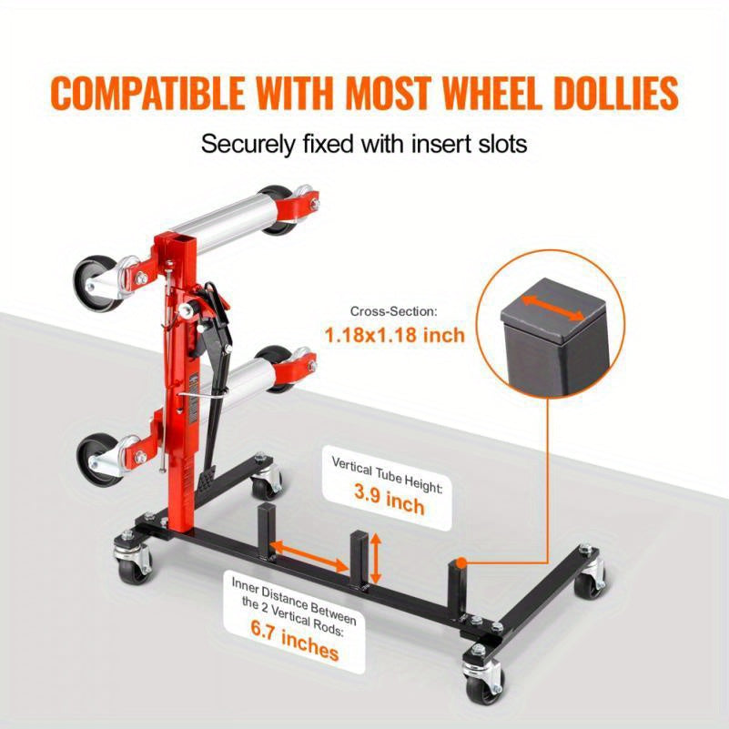 Hydraulische Autodoorrijwagen – Autodoilift – Auto Dolly Trolley – Auto Verrijwagen – Voertuig Tilwagen – Stevig Metalen Frame – Vier Dollies Tegelijk Optillen